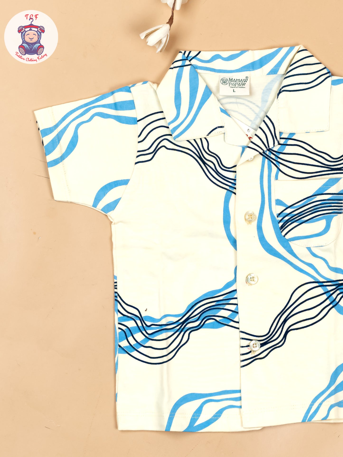 Cream & Blue  - Boys Readymade Shirts & Pant