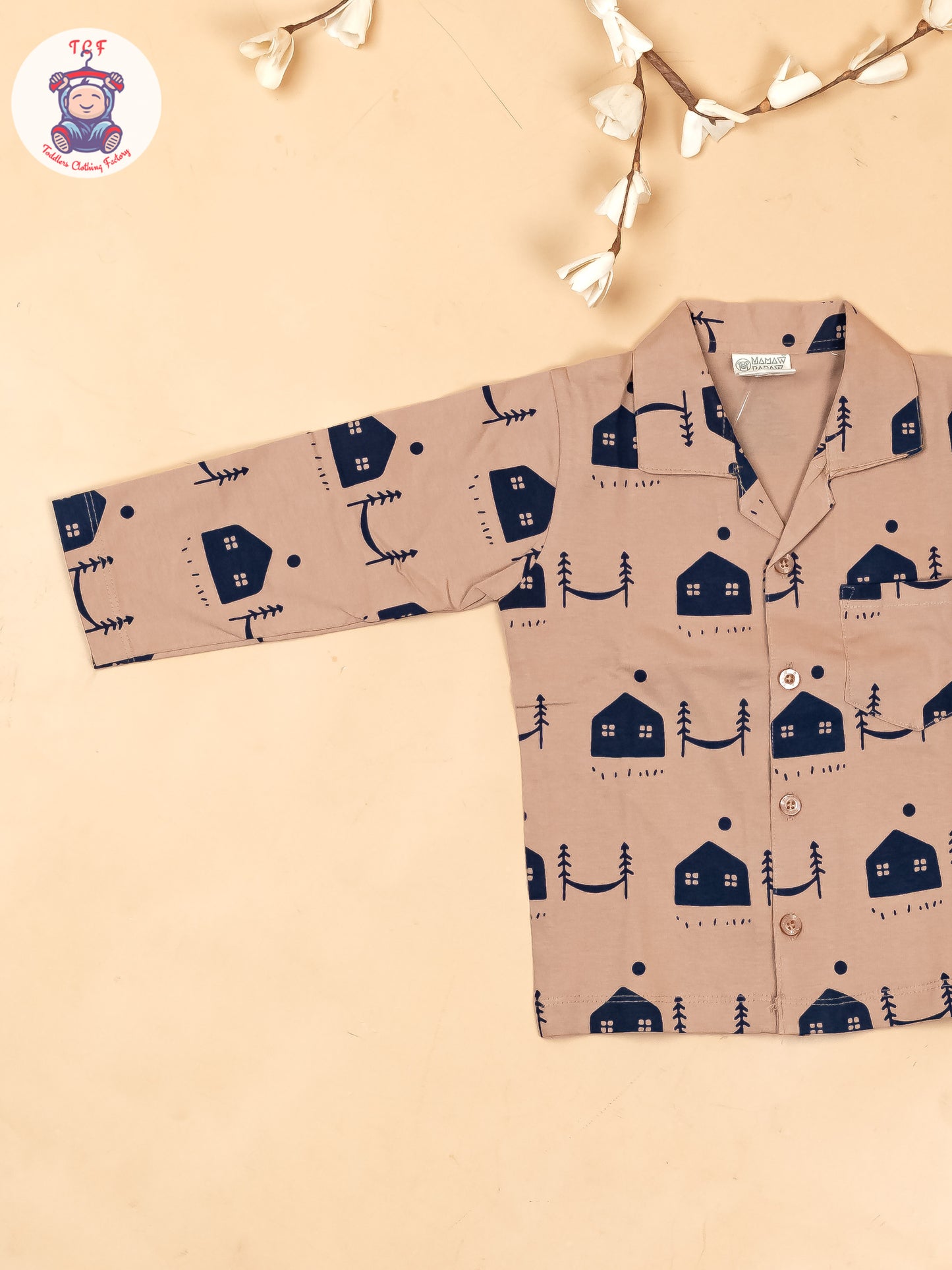 Brown & Navy Blue  - Boys Readymade Shirts & Pant