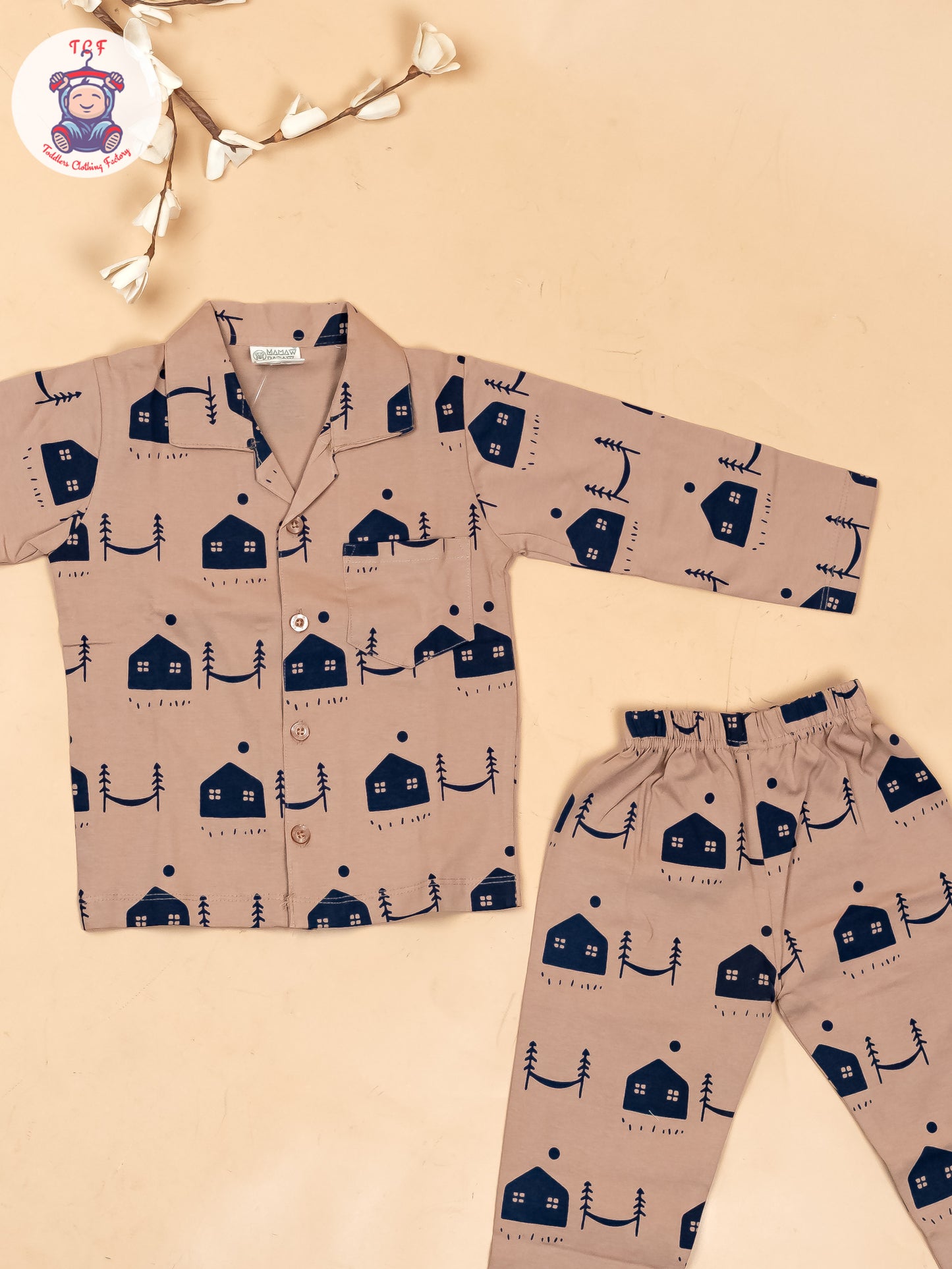 Brown & Navy Blue  - Boys Readymade Shirts & Pant