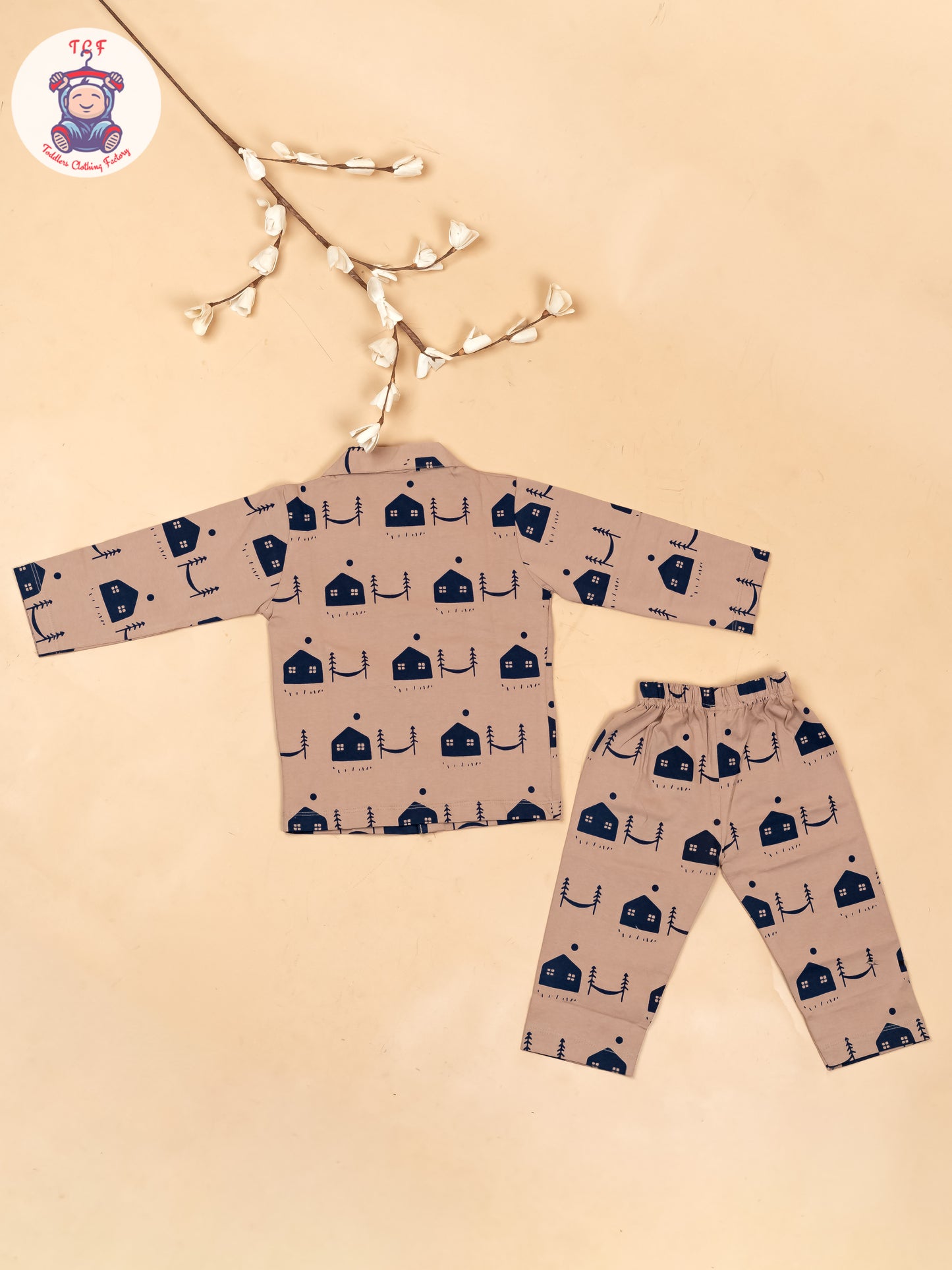 Brown & Navy Blue  - Boys Readymade Shirts & Pant