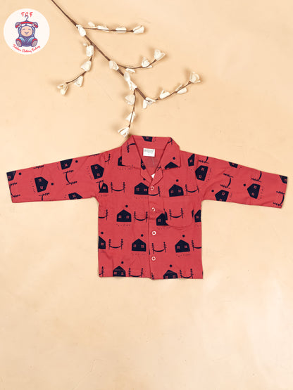 Majentha & Navy Blue  - Boys Readymade Shirts & Pant