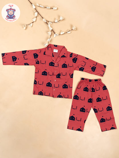 Majentha & Navy Blue  - Boys Readymade Shirts & Pant