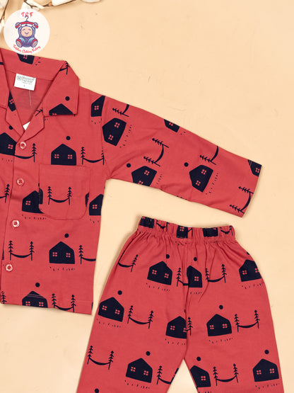 Majentha & Navy Blue  - Boys Readymade Shirts & Pant
