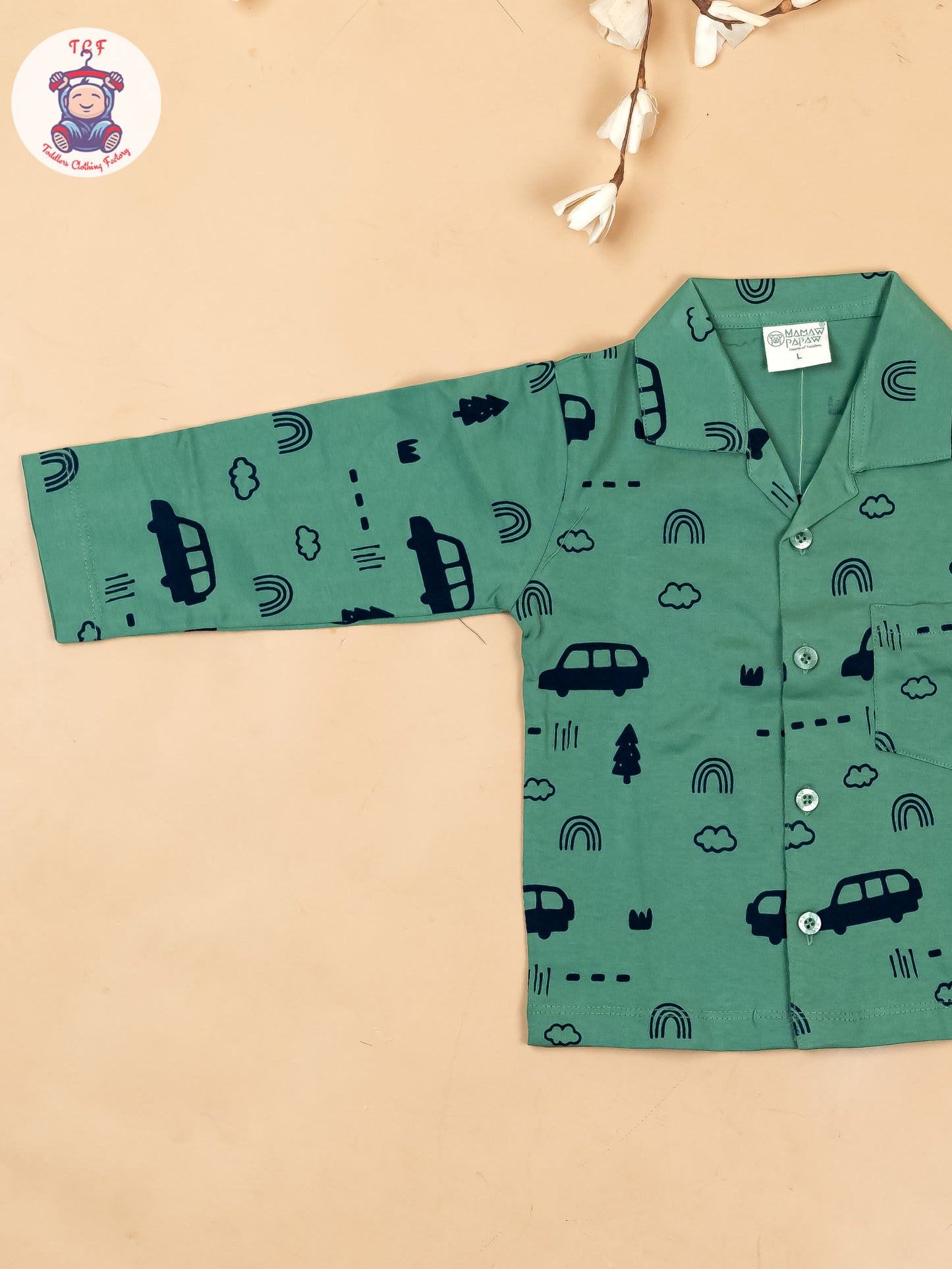 Green & Navy Blue  - Boys Readymade Shirts & Pant