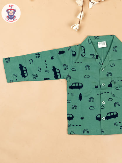 Green & Navy Blue  - Boys Readymade Shirts & Pant