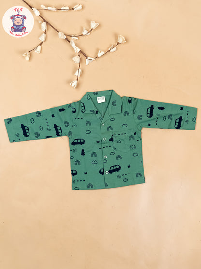 Green & Navy Blue  - Boys Readymade Shirts & Pant