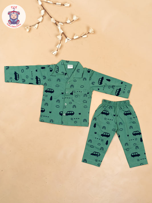 Green & Navy Blue  - Boys Readymade Shirts & Pant