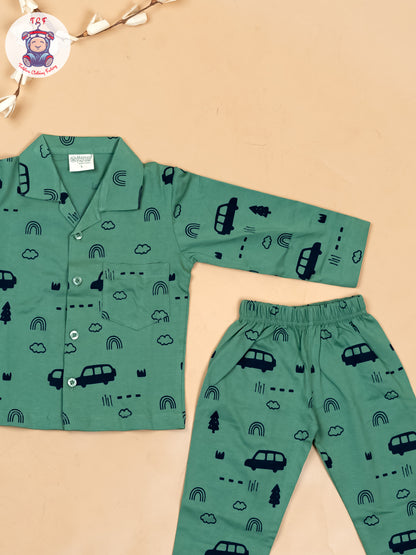 Green & Navy Blue  - Boys Readymade Shirts & Pant