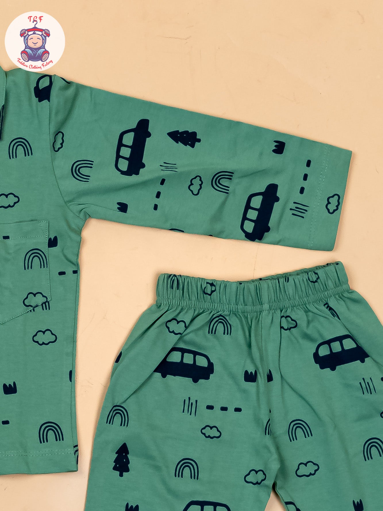 Green & Navy Blue  - Boys Readymade Shirts & Pant