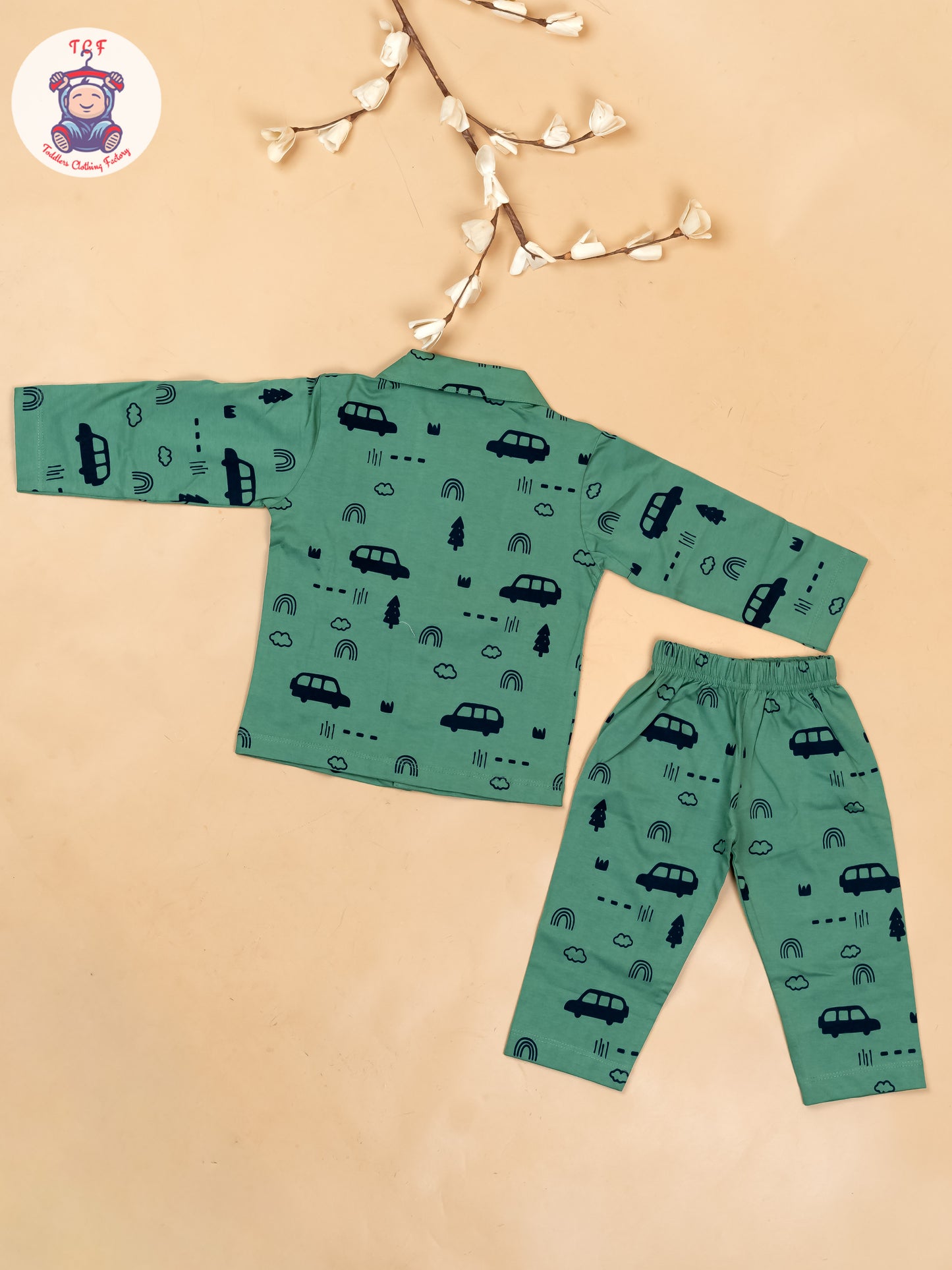 Green & Navy Blue  - Boys Readymade Shirts & Pant