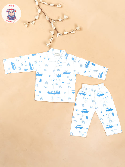 White & Blue  - Boys Readymade Shirts & Pant