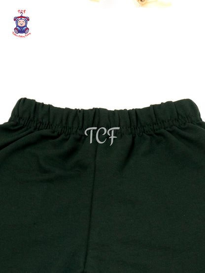 Solid Dark Green Cotton Shorts