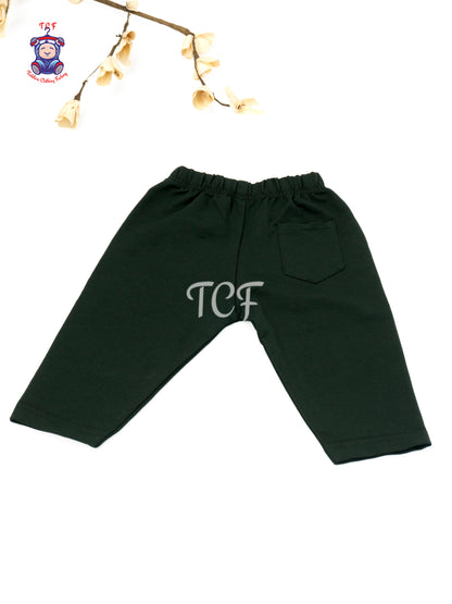 Solid Dark Green Cotton Shorts
