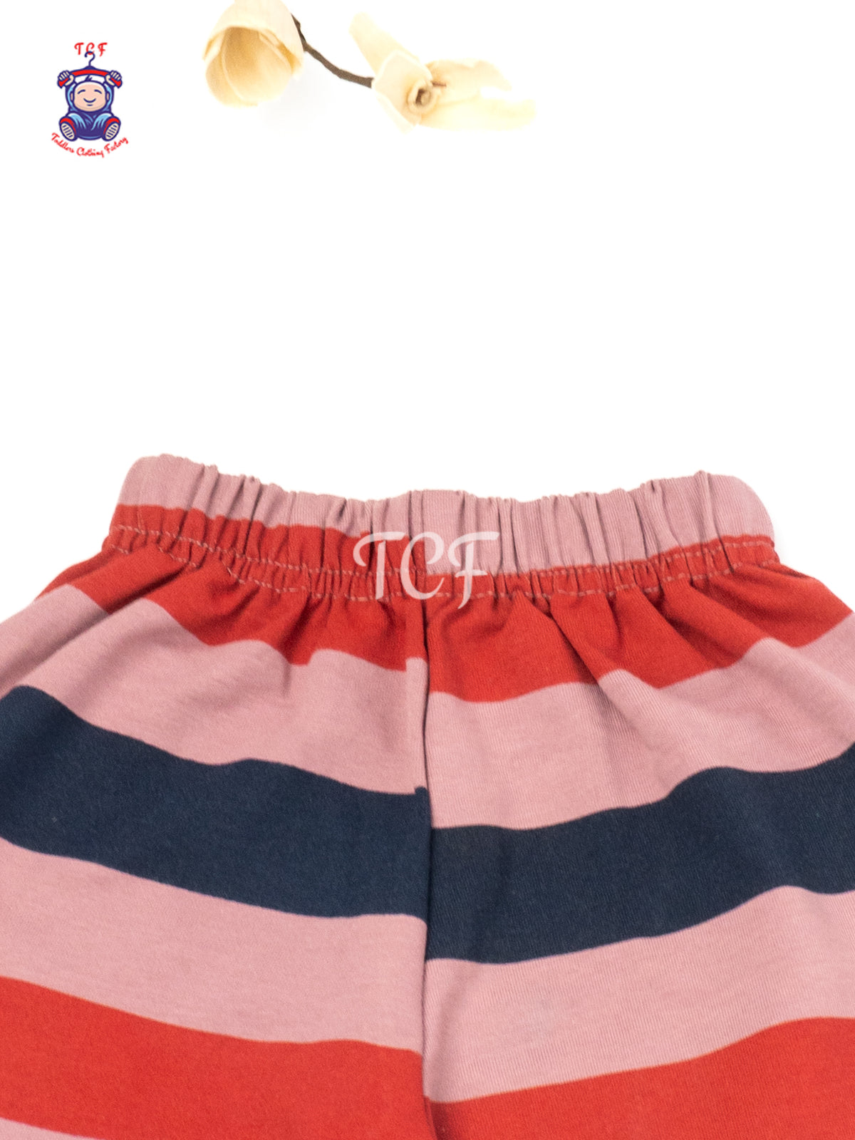 Pink & Navy Blue Striped Cotton Shorts