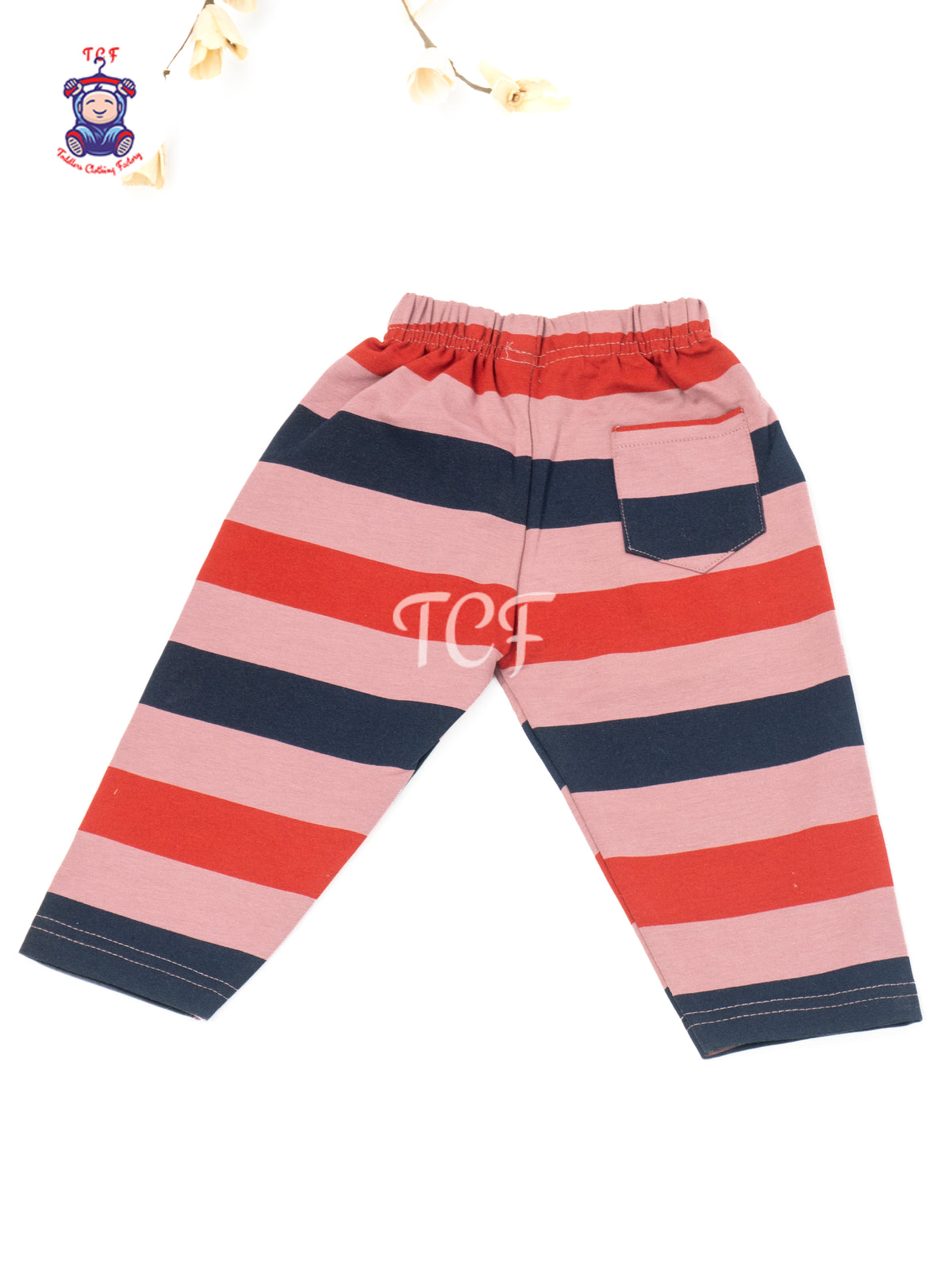 Pink & Navy Blue Striped Cotton Shorts
