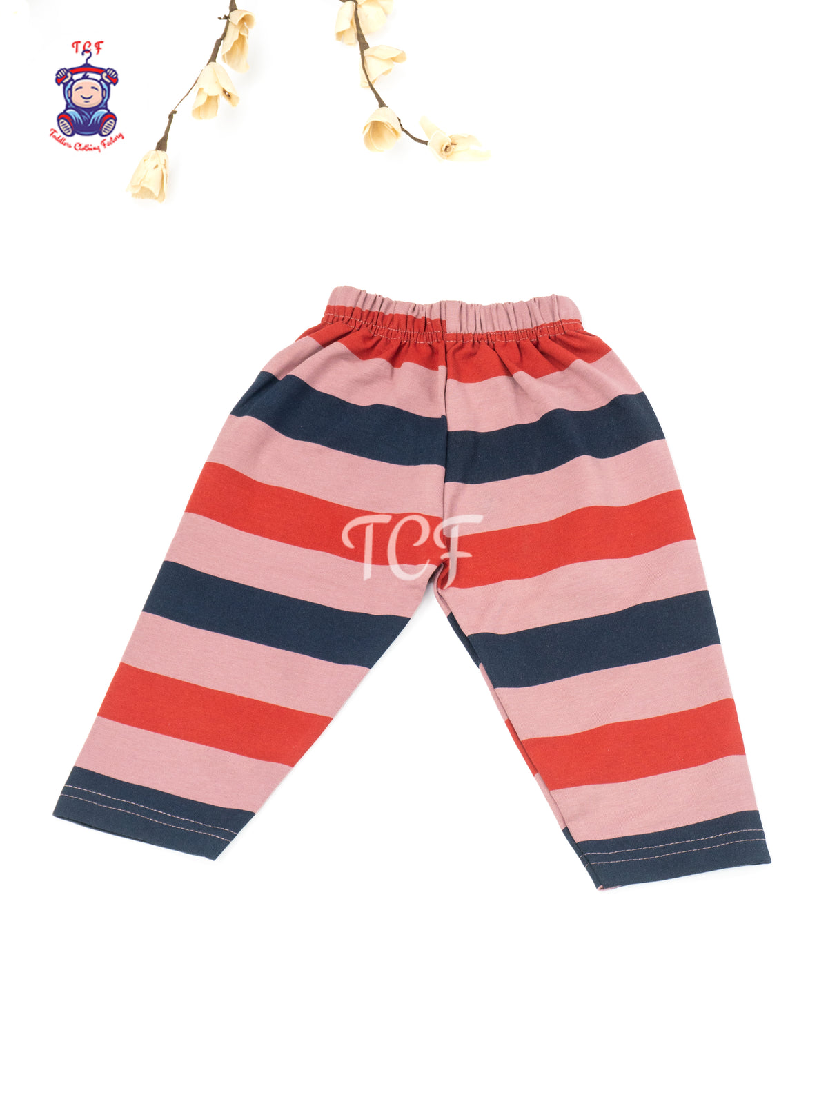Pink & Navy Blue Striped Cotton Shorts