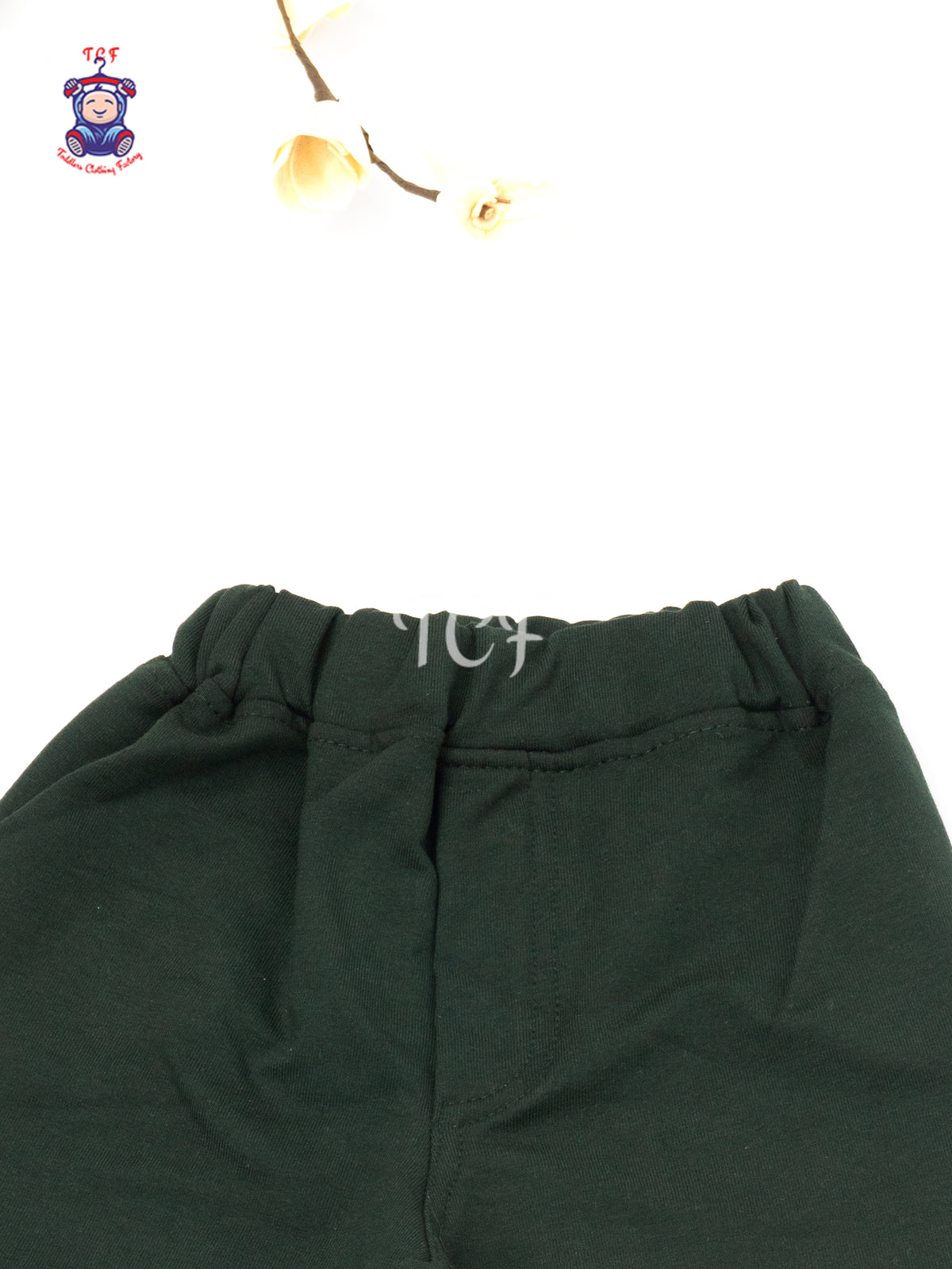 Dark Green Solid Cotton Shorts