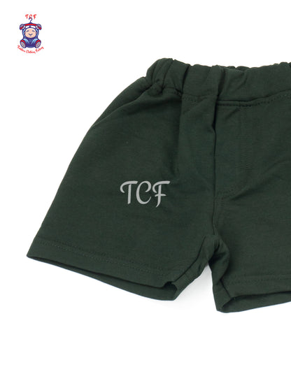 Dark Green Solid Cotton Shorts