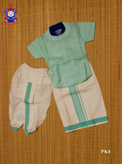 Light Green - Kids Combo Of Dhotis