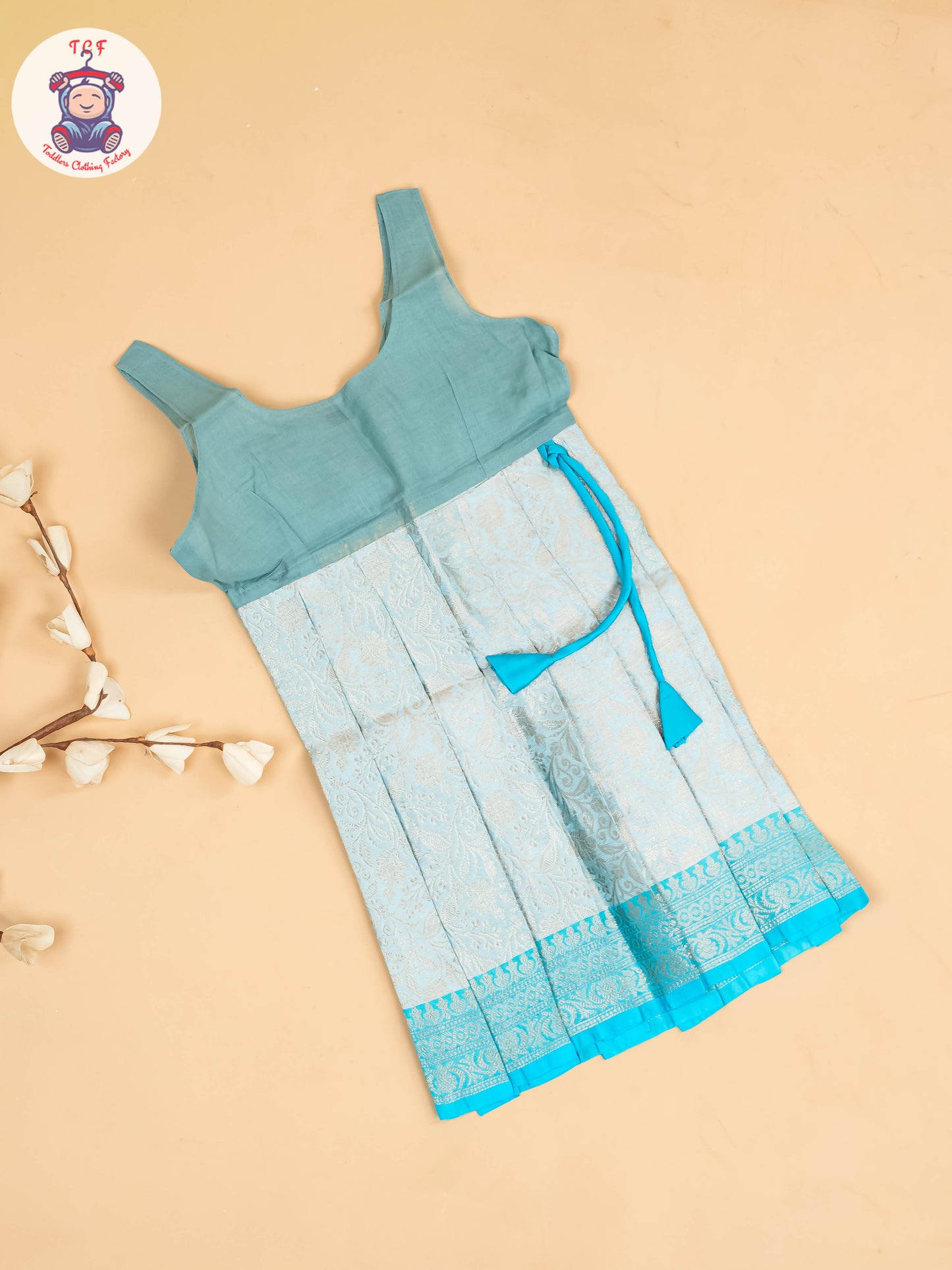 Sky Blue - Girls Readymade Pavadai Sattai