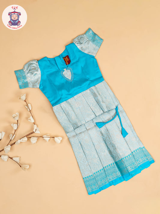 Sky Blue - Girls Readymade Pavadai Sattai