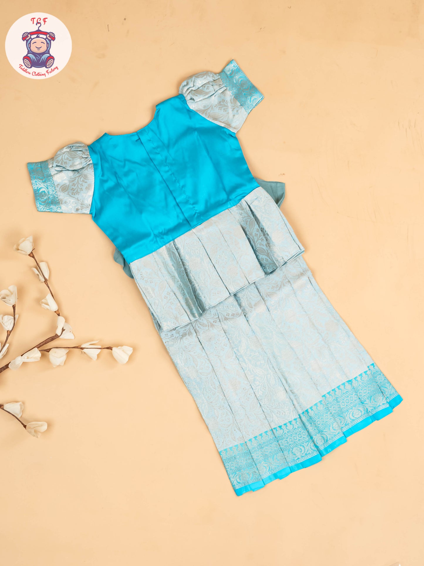 Sky Blue - Girls Readymade Pavadai Sattai