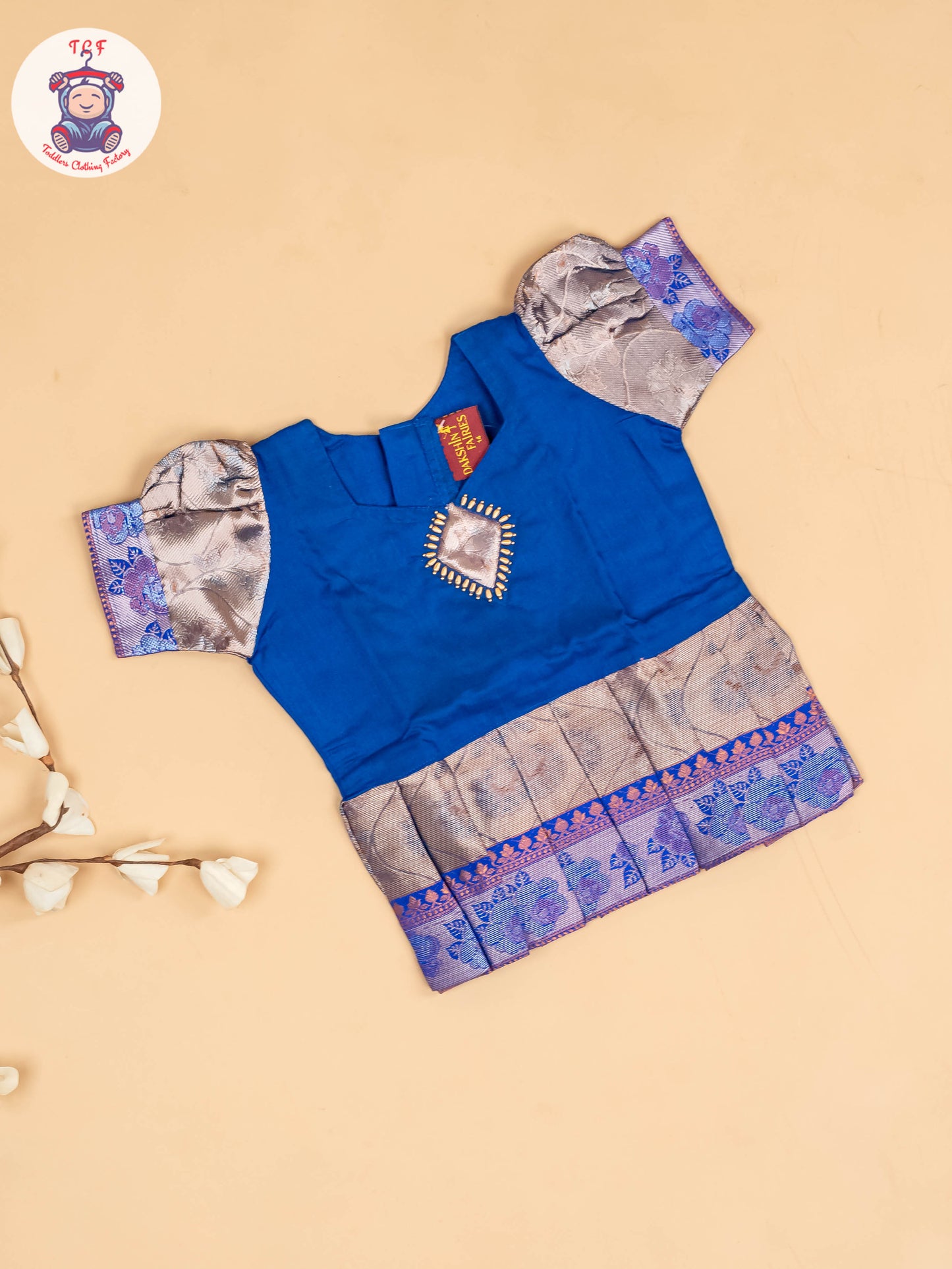 Navy Blue & Grey - Girls Readymade Pavadai Sattai