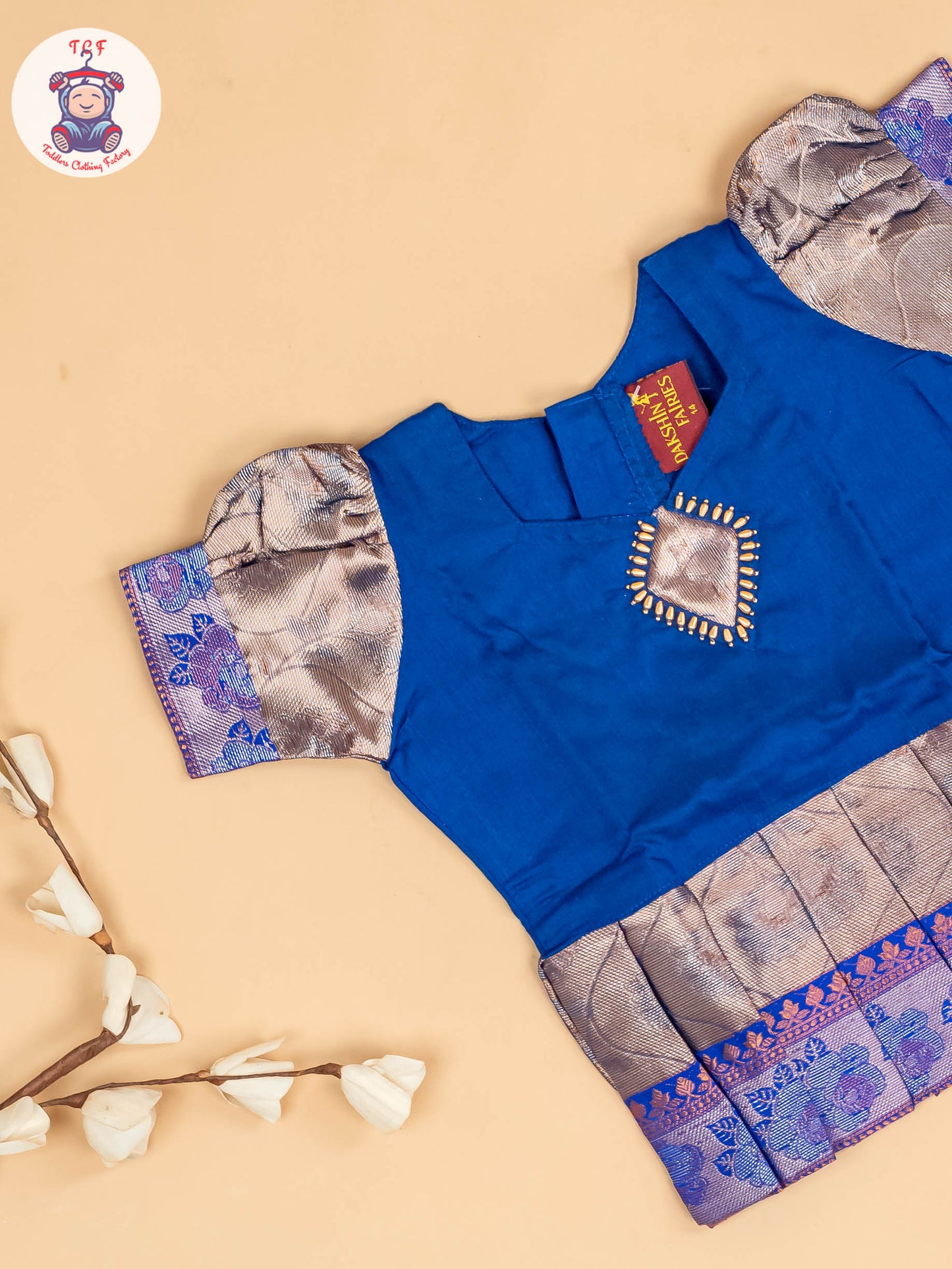 Navy Blue & Grey - Girls Readymade Pavadai Sattai