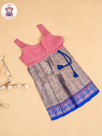 Navy Blue & Grey - Girls Readymade Pavadai Sattai