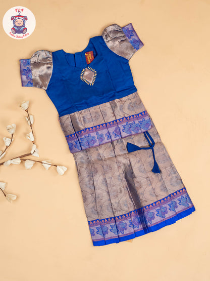 Navy Blue & Grey - Girls Readymade Pavadai Sattai