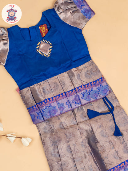 Navy Blue & Grey - Girls Readymade Pavadai Sattai