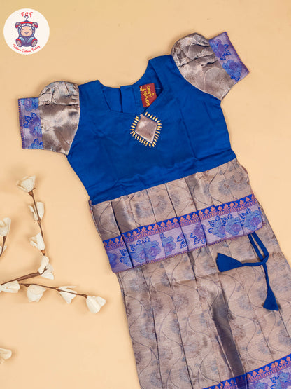 Navy Blue & Grey - Girls Readymade Pavadai Sattai