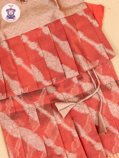 Peach - Girls Readymade Pavadai Sattai