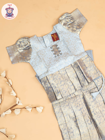 Light Blue - Girls Readymade Pavadai Sattai