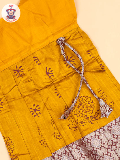 Maroon & Mustard - Girls Readymade Pavadai Sattai