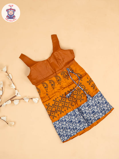 Blue & Mustard - Girls Readymade Pavadai Sattai