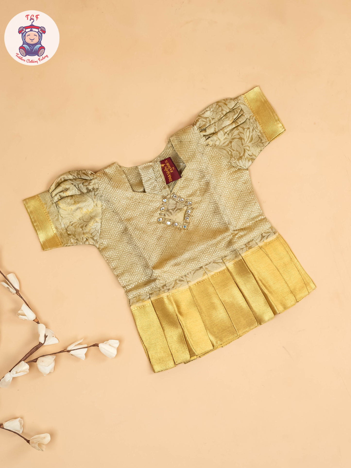 Half White Kerala Cotton - Girls Readymade Pavadai Sattai