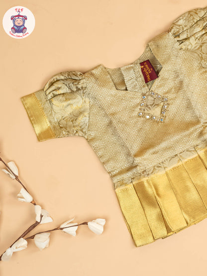 Half White Kerala Cotton - Girls Readymade Pavadai Sattai