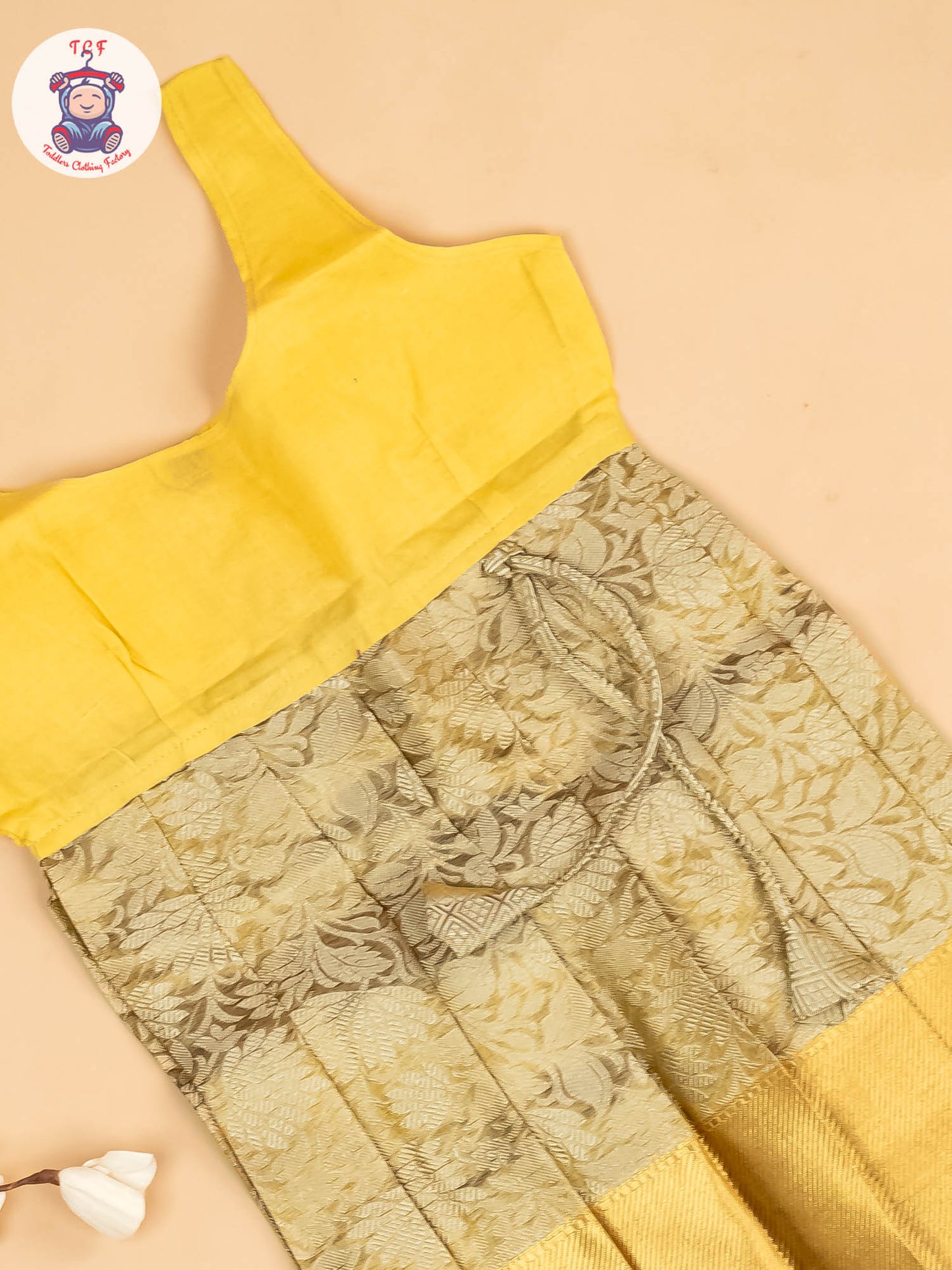 Half White Kerala Cotton - Girls Readymade Pavadai Sattai