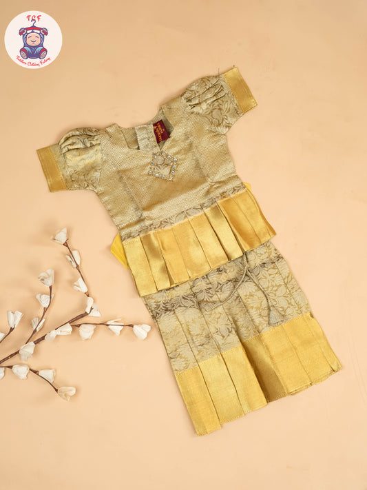 Half White Kerala Cotton - Girls Readymade Pavadai Sattai