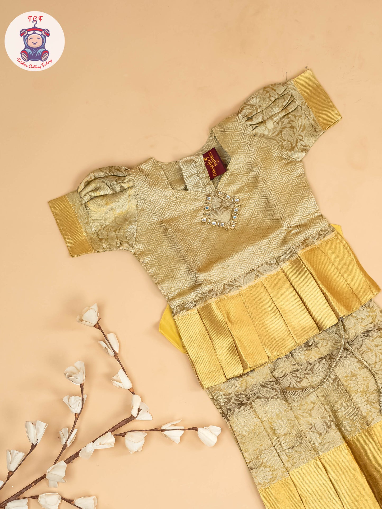 Half White Kerala Cotton - Girls Readymade Pavadai Sattai