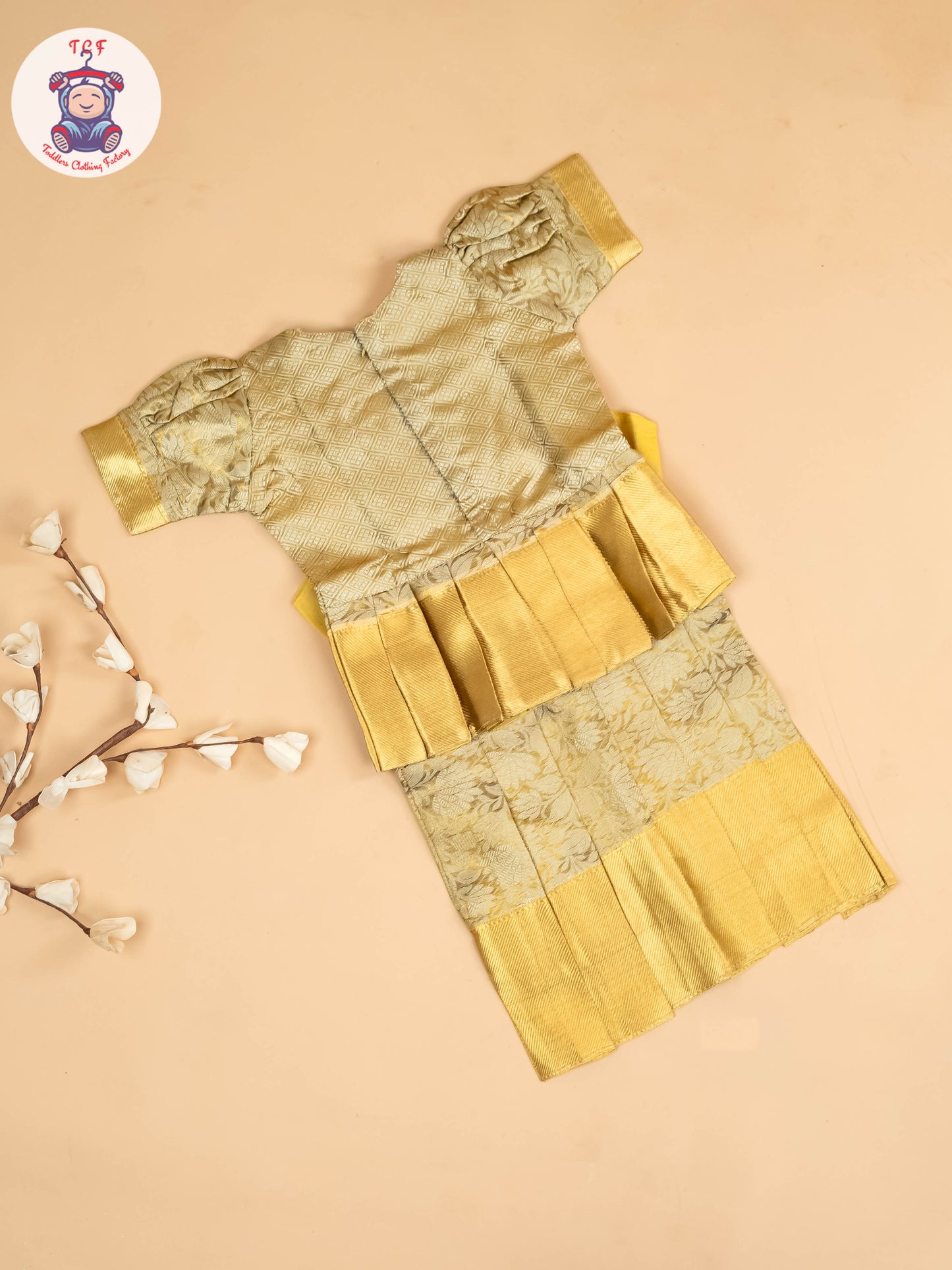 Half White Kerala Cotton - Girls Readymade Pavadai Sattai