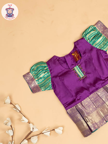 Purple & Green - Girls Readymade Pavadai Sattai
