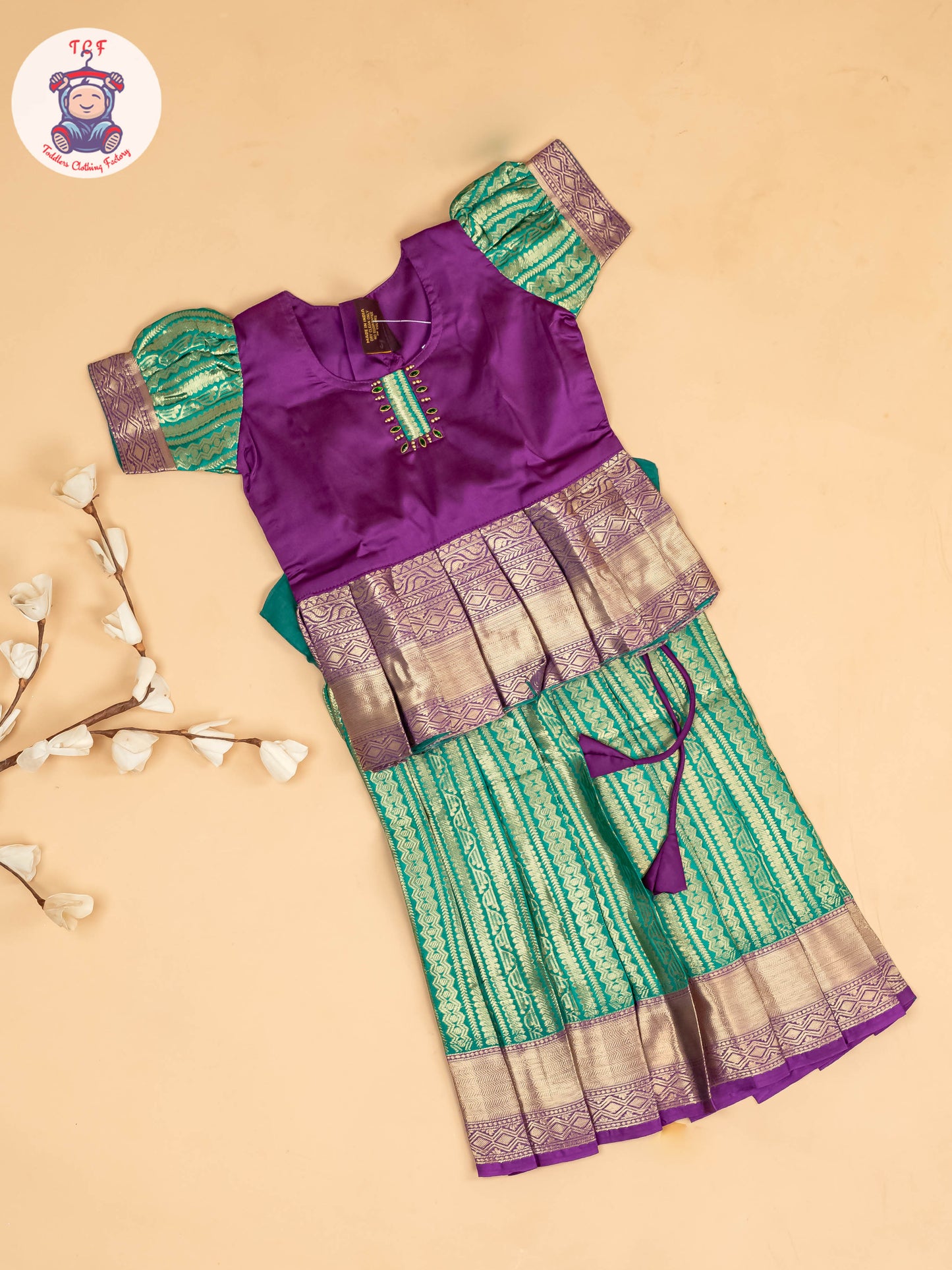Purple & Green - Girls Readymade Pavadai Sattai