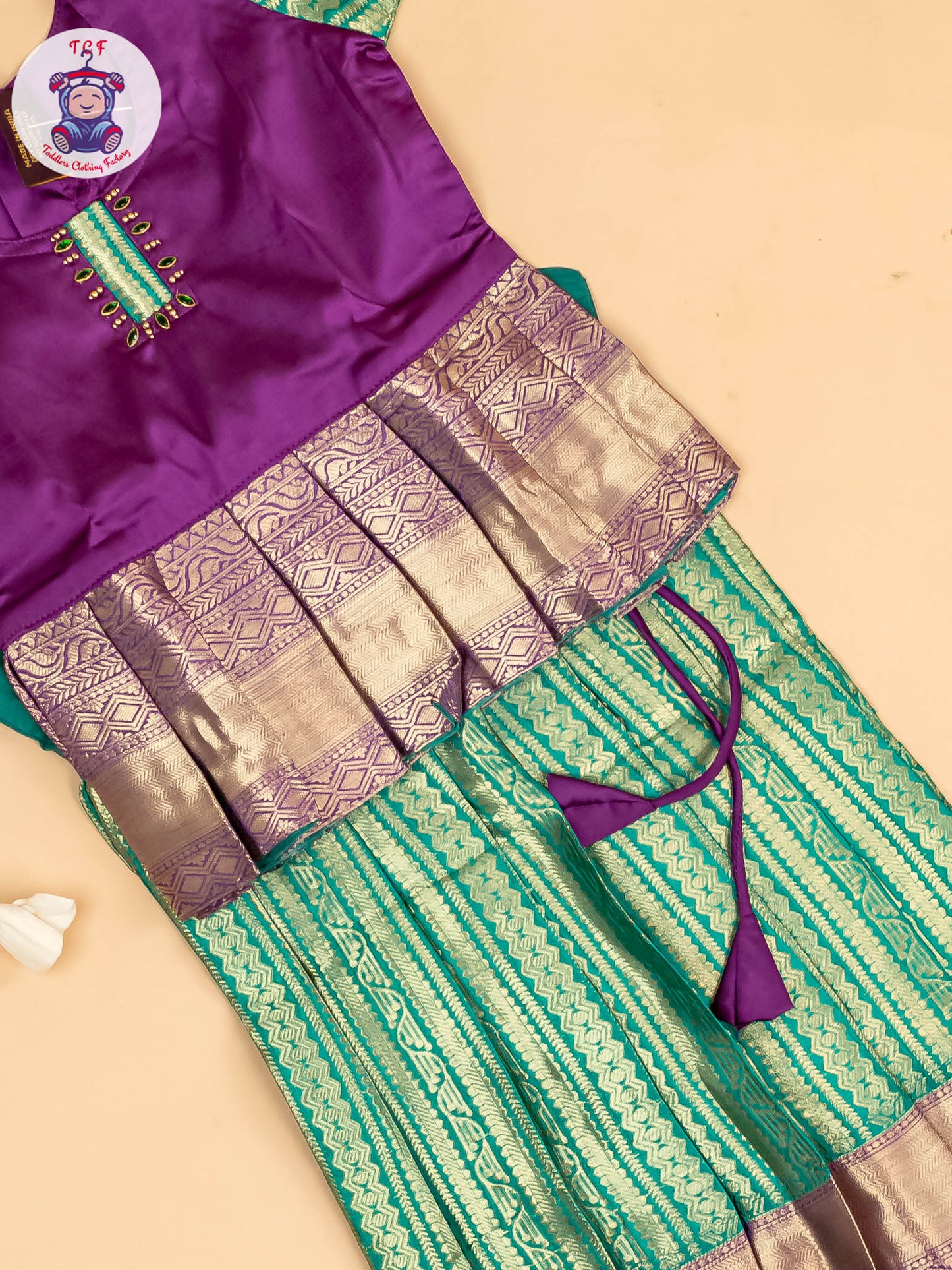 Purple & Green - Girls Readymade Pavadai Sattai