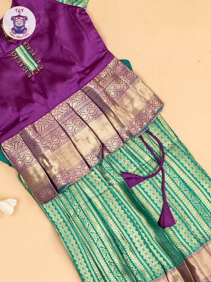 Purple & Green - Girls Readymade Pavadai Sattai