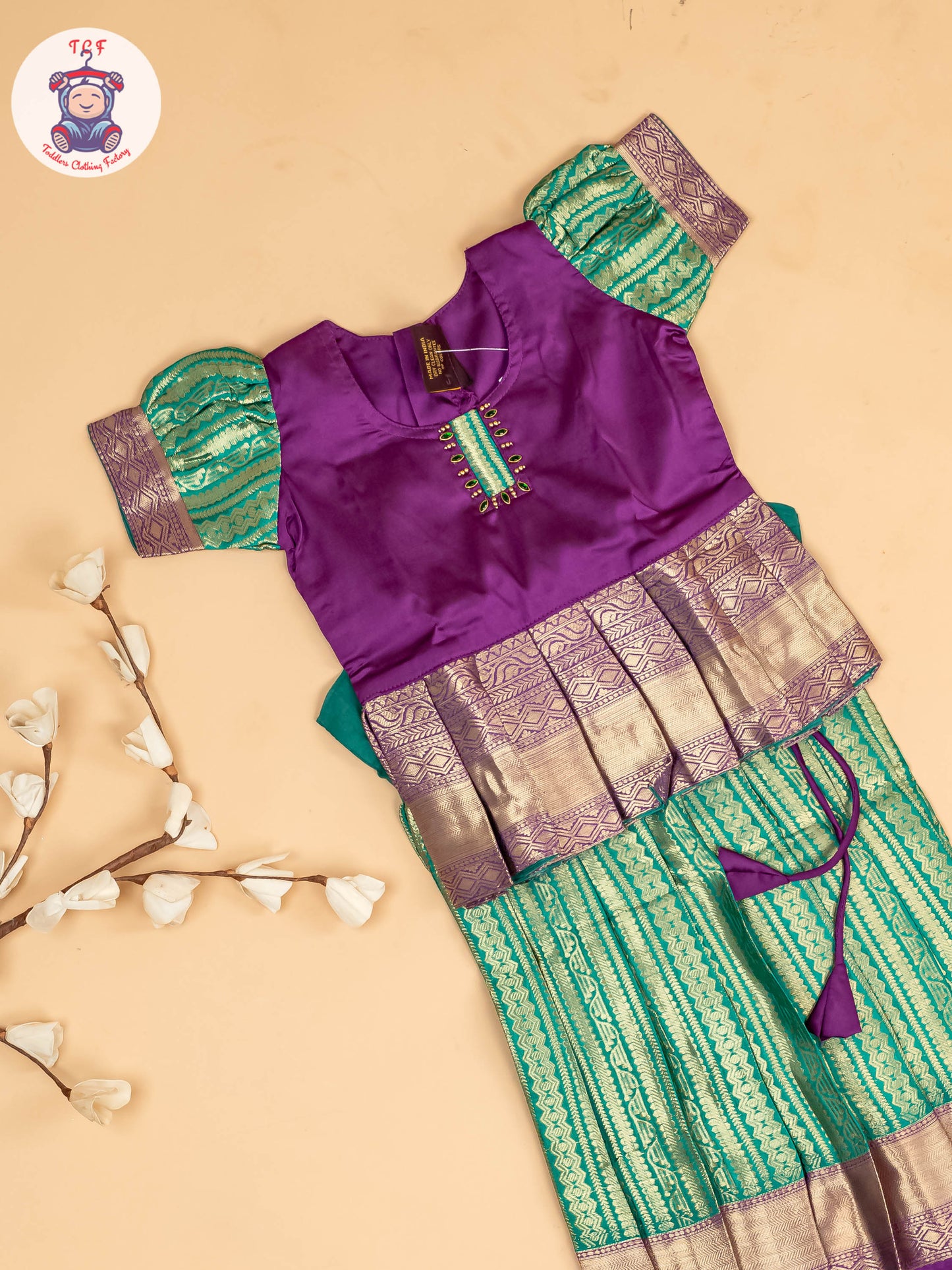 Purple & Green - Girls Readymade Pavadai Sattai