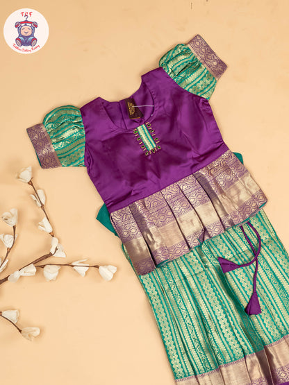 Purple & Green - Girls Readymade Pavadai Sattai