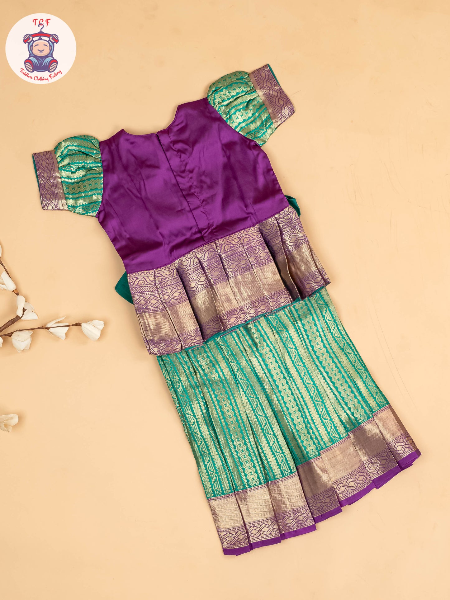 Purple & Green - Girls Readymade Pavadai Sattai