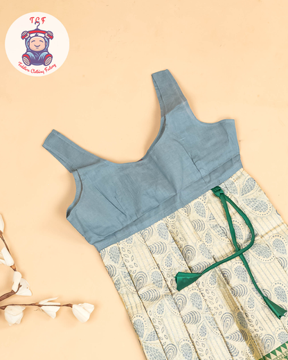 Green & Gold - Girls Readymade Pavadai Sattai